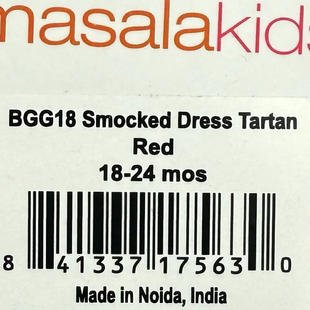 Masalababy Size 18-24 Mos. Red Tartan Plaid Smocked Top Cotton Ruffle Dress NWT